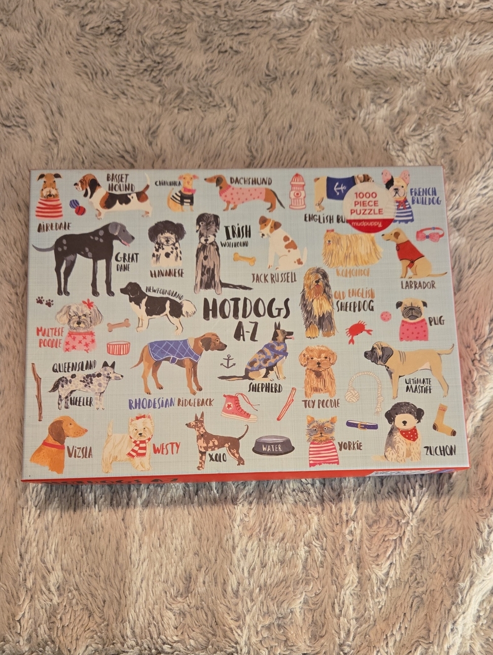 New Mudpuppy Hotdogs A-Z 1000-Piece Dog Puzzle